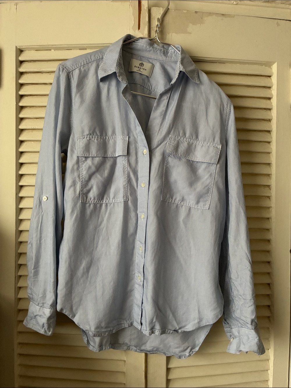 Babaton Button-Down Light Blue Stripe Shirt